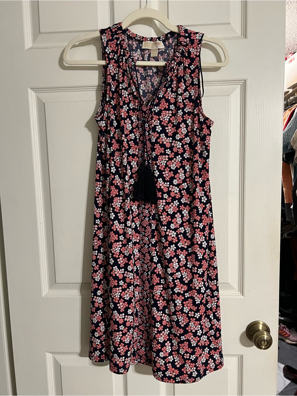 MICHAEL Michael Kors Navy Floral Tassel Sleeveless Dress